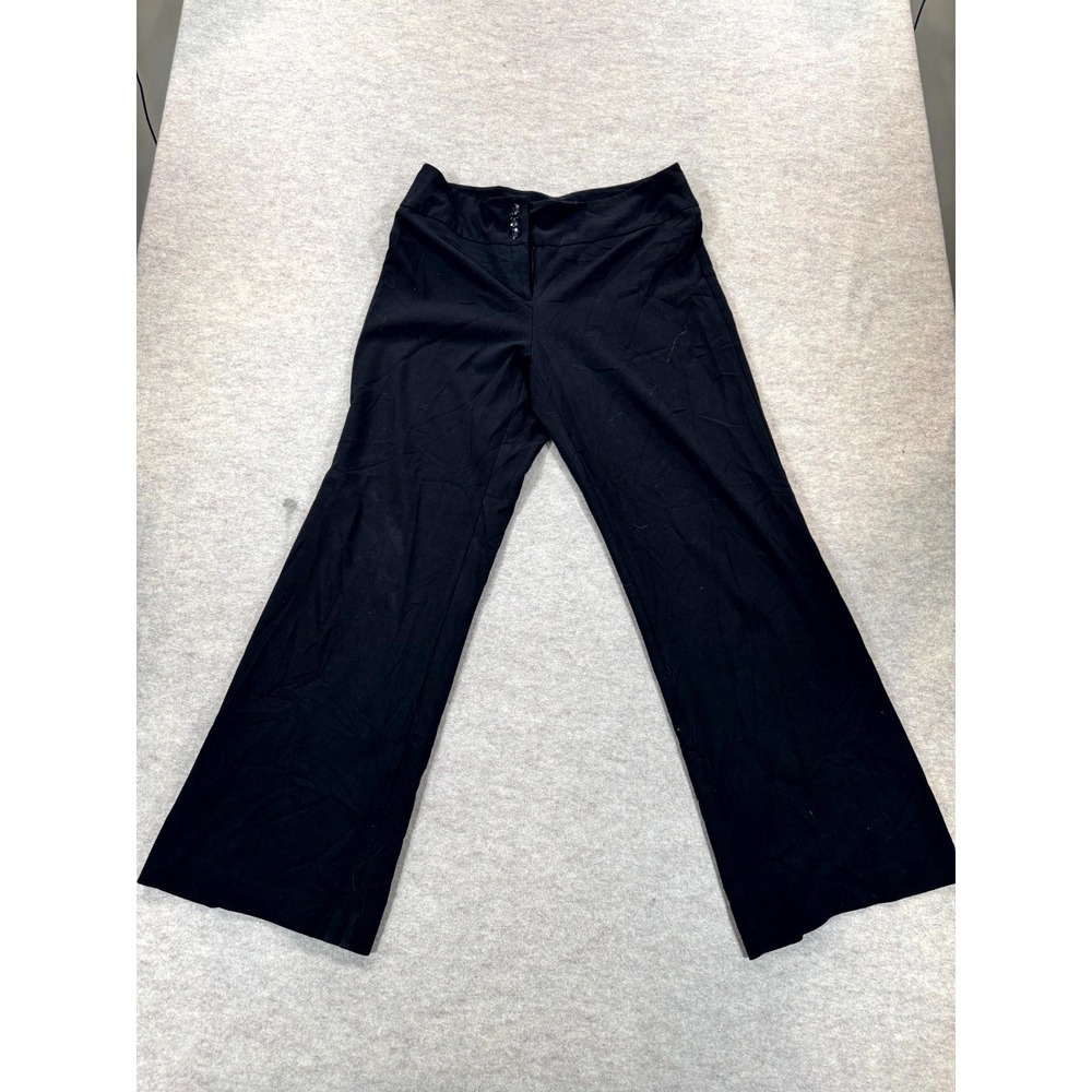 Style & Co Wide Leg Dress Pants Womens 12 Black Rayon Stretch Formal Business